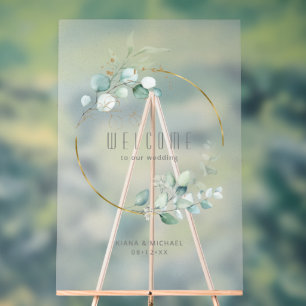 Dreamy Foliage Wedding Welcome Green/Blue ID817 Acrylschild