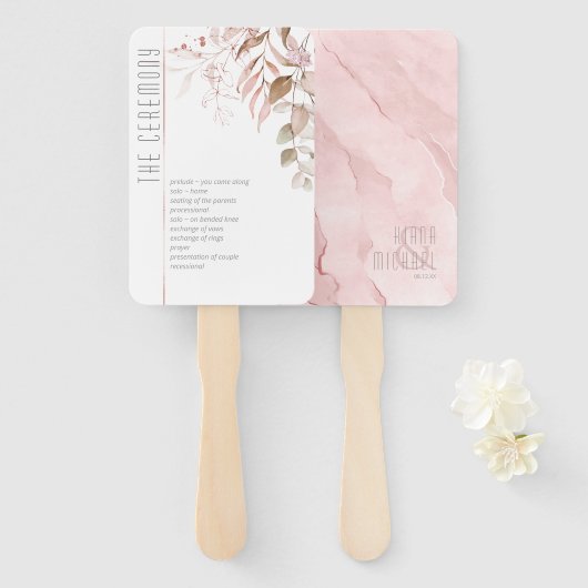 Dreamy Foliage Wedding Zeremony Blush Pink ID817 Fächer (Vorne und Hinten)