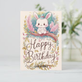 Dreamy Forest Bunny Digital Geburtstag Karte (Stehend Vorderseite)