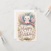 Dreamy Forest Bunny Digital Geburtstag Karte (Vorderseite/Rückseite Beispiel)