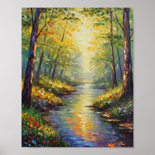 Dreamy Forest Stream | Impressionist Style Poster (Vorne)