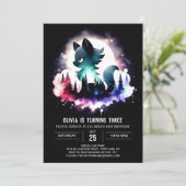 Dreamy Forest Wolf Birthday Einladung (Stehend Vorderseite)