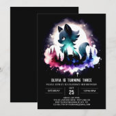 Dreamy Forest Wolf Birthday Einladung (Vorne/Hinten)