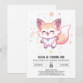 Dreamy Fox 1. Geburtstag Einladung (Vorne/Hinten)