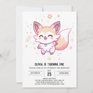Dreamy Fox 1. Geburtstag Einladung