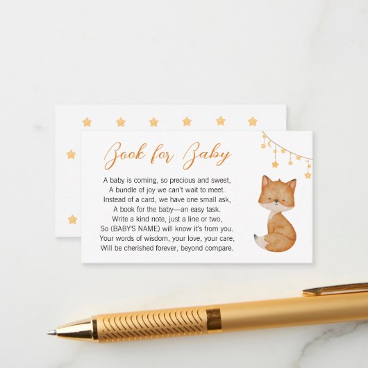 Dreamy Fox Baby Dusche Buchungsanfrage Begleitkarte (Vorderseite/Rückseite Beispiel)