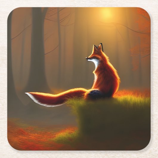 Dreamy Fox Rechteckiger Pappuntersetzer (Vorderseite)