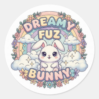 Dreamy Fuz Bunny - 夢カワふわふわウサギ 🐰✨ Runder Aufkleber