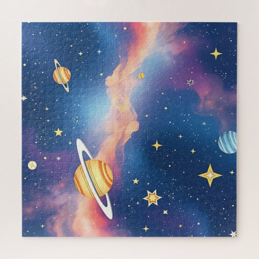 Dreamy Galaxy Planets Stars Pattern Puzzle (Horizontal)