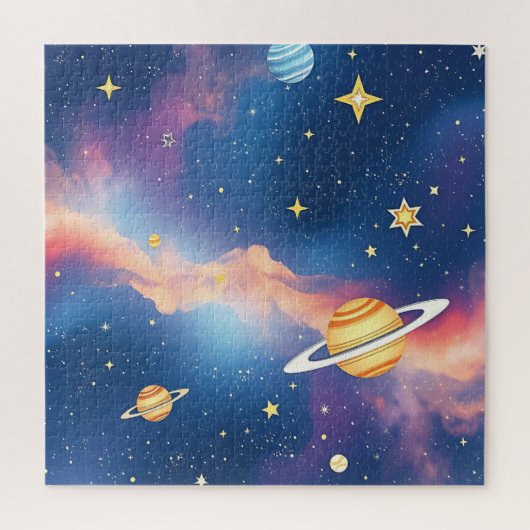 Dreamy Galaxy Planets Stars Pattern Puzzle (Vertikal)