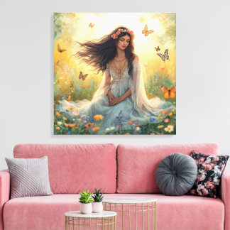 Dreamy Garden Girl Canvas Print – Romantic Nature  Leinwanddruck