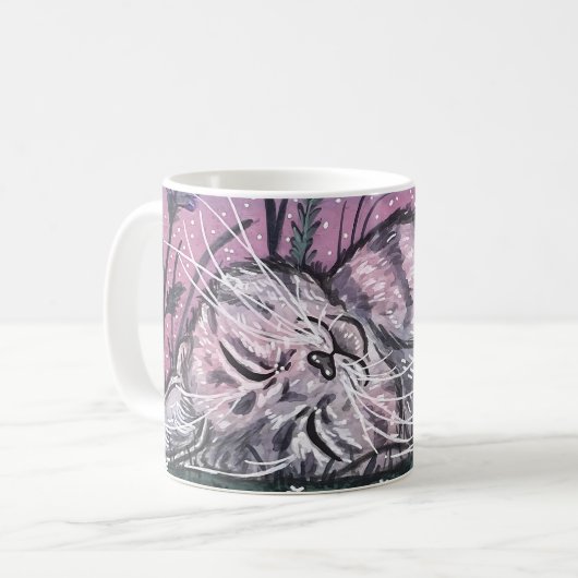 Dreamy Garden Snooze Katze Aquarelle Kaffeetasse (Vorderseite Links)