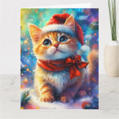 Dreamy Ginger Kitten in Weihnachtsmannmütze Wasser Karte (Vorderseite)