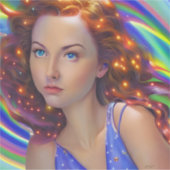 Dreamy Girl mit Rainbow Lights Aufkleber (Vorderseite)