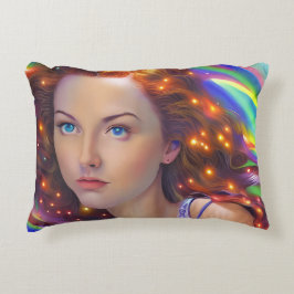 Dreamy Girl mit Rainbow Lights Dekokissen