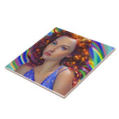 Dreamy Girl mit Rainbow Lights Fliese (Seite)