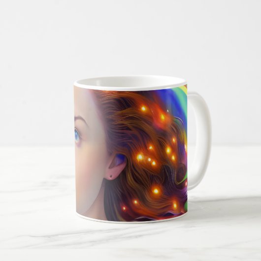Dreamy Girl mit Rainbow Lights Kaffeetasse (VorderseiteRechts)