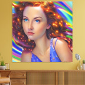 Dreamy Girl mit Rainbow Lights Leinwanddruck (Insitu (Wohnzimmer))