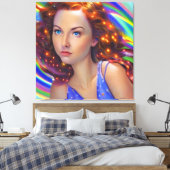 Dreamy Girl mit Rainbow Lights Leinwanddruck (Insitu (Schlafzimmer))