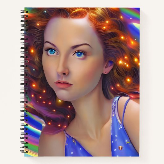 Dreamy Girl mit Rainbow Lights Notizblock (Vorderseite)