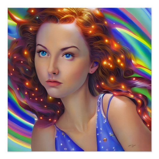 Dreamy Girl mit Rainbow Lights Poster (Vorderseite)