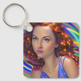 Dreamy Girl mit Rainbow Lights Schlüsselanhänger