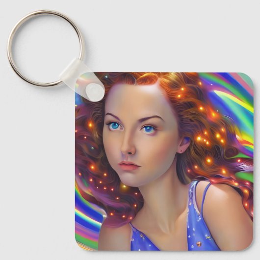 Dreamy Girl mit Rainbow Lights Schlüsselanhänger (Vorderseite)