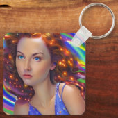 Dreamy Girl mit Rainbow Lights Schlüsselanhänger (Rückseite)