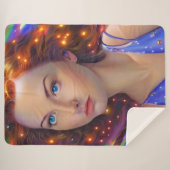 Dreamy Girl mit Rainbow Lights Sherpadecke (Vorderseite (Horizontal))