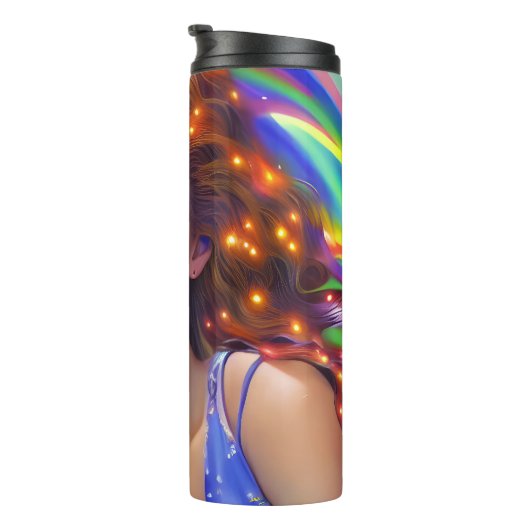 Dreamy Girl mit Rainbow Lights Thermosbecher (Nach rechts gedreht)
