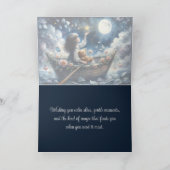 Dreamy Girl Rowing Boat Moonlit Fantasy Scene Karte (Innenseite)