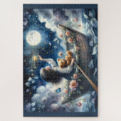 Dreamy Girl Rowing Boat Moonlit Fantasy Scene Puzzle (Vertikal)