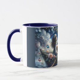 Dreamy Girl Rowing Boat Moonlit Fantasy Scene Tasse