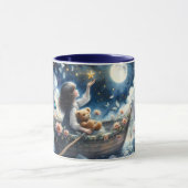 Dreamy Girl Rowing Boat Moonlit Fantasy Scene Tasse (Zentrum)