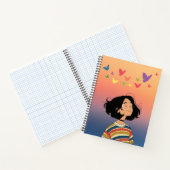 Dreamy Girl with Butterflies - Colorful Notebook Notizblock (Innenseite)