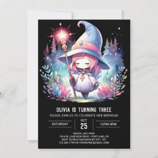 Dreamy Girl Wizard Geburtstag Einladung