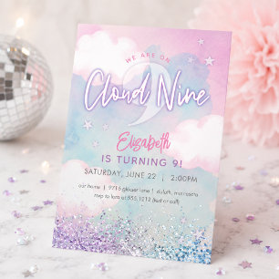 Dreamy Girly on Cloud 9. Geburtstag Einladung