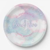 Dreamy Girly on Cloud 9. Geburtstag Pappteller (Vorderseite)