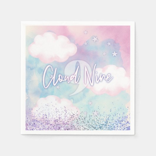Dreamy Girly on Cloud 9. Geburtstag Serviette (Vorderseite)