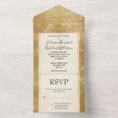 Dreamy Glitzy Gold Sparkle Wedding All In One Einladung (Innen Boden)