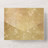 Dreamy Glitzy Gold Sparkle Wedding All In One Einladung (Rückseite)
