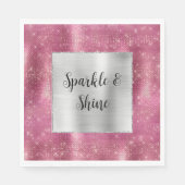 Dreamy Glitzy Pink Silver Sparkle Serviette (Vorderseite)