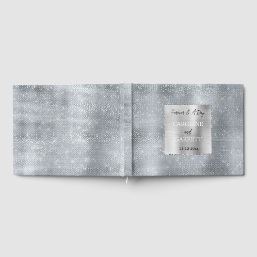 Dreamy Glitzy Silver Glam Sparkle Wedding Gästebuch (Voll)