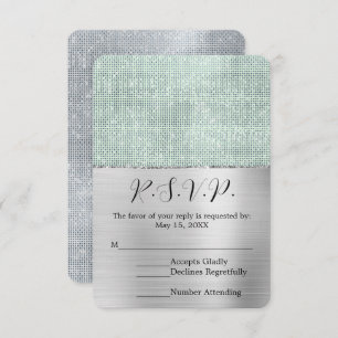Dreamy Glitzy Silver Mint Sparkle Wedding RSVP