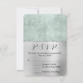 Dreamy Glitzy Silver Mint Sparkle Wedding RSVP Karte (Vorderseite)