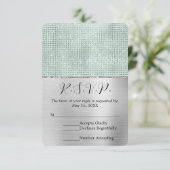 Dreamy Glitzy Silver Mint Sparkle Wedding RSVP Karte (Stehend Vorderseite)