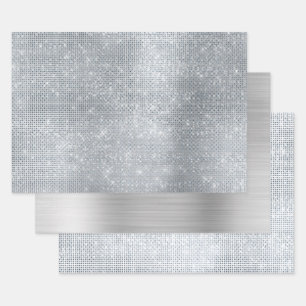 Dreamy Glitzy Silver Sparkle Geschenkpapier Set