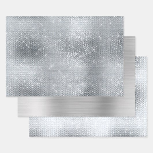 Dreamy Glitzy Silver Sparkle Geschenkpapier Set (Set)
