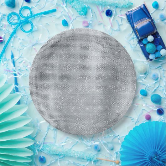 Dreamy Glitzy Silver Sparkle Pappteller (Party)