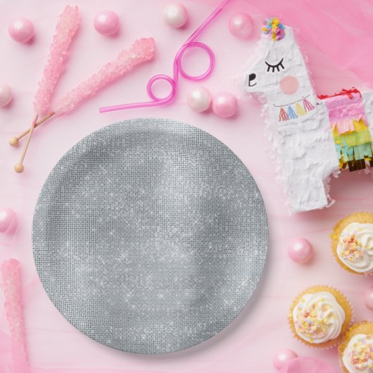 Dreamy Glitzy Silver Sparkle Pappteller (Party)